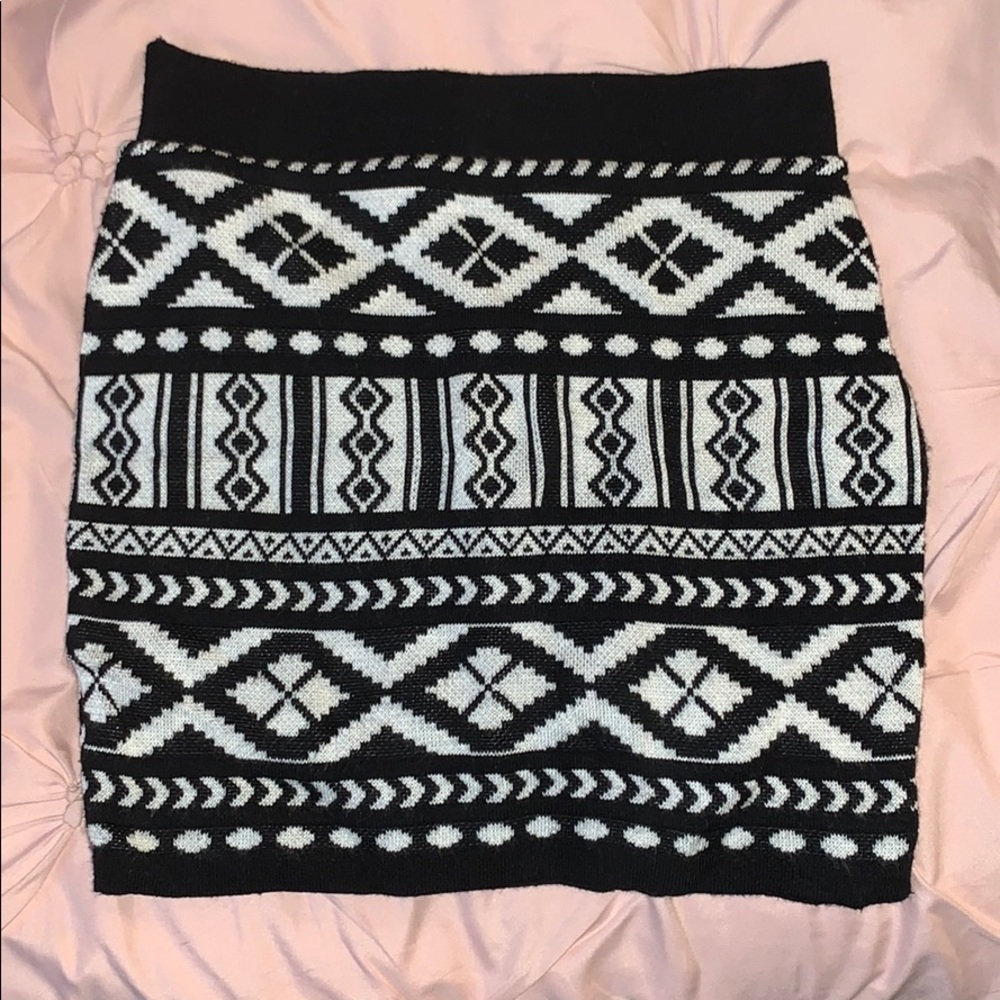 B&W Cotton Mini Tube Skirt